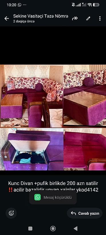 pufik divan: Kunc Divan +pufik birlikde 200 azn satilir‼️acilir bazalidir unvan — 1