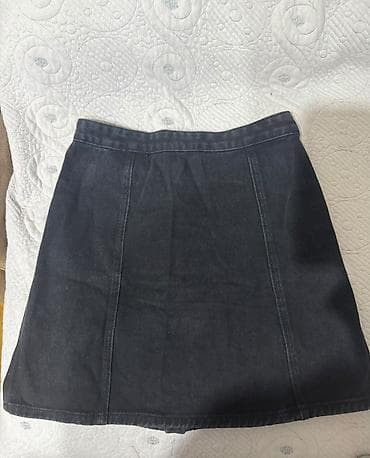 Ətəklər: Qara denim ətək - Material: qalın denim (cins parça) - Rəng: tünd — 2