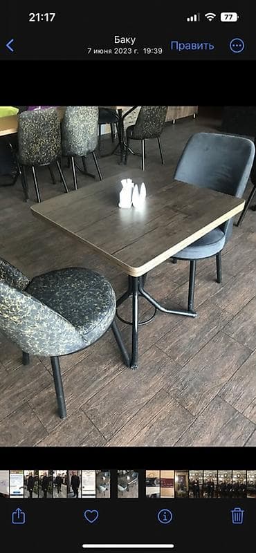 restoran masa: Stullar ilə, Kvadrat masa, 4 nəfər — 2