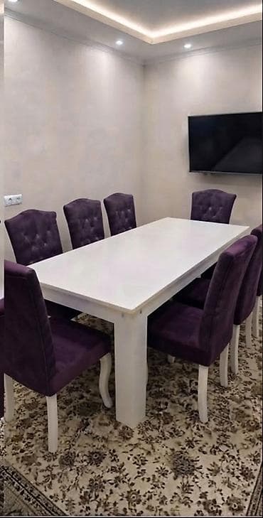 kamp evi: Qonaq otağı üçün, İşlənmiş, Açılmayan, Dördbucaq masa, 8 stul — 1