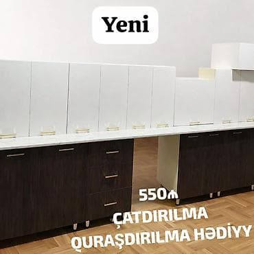 klasik mebeller: Mətbəx mebeli dəsti – yeni model • Ölçü: 345 sm + 65 sm soyuducu — 1