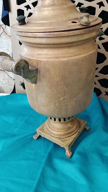 antika: Antik mis samovar - Material: mis (bürünc tonlu), masif gövdə — 2