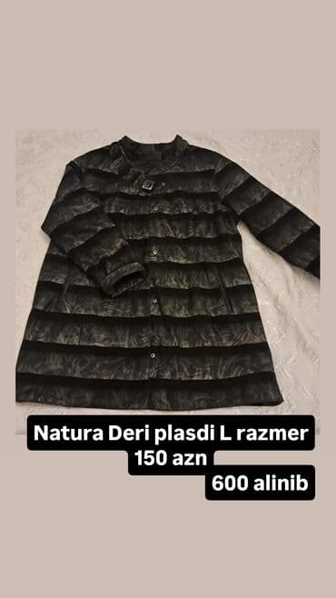 Natura dəridən qadın plaşt - Razmer: L - Rəng və dizayn: Qara-boz lalafo.az -da Natura dəridən qadın plaşt - Razmer: L - Rəng və dizayn: Qara-boz