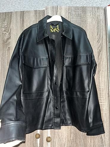 termo geyim: Qara dəri effektli oversize köynək-jaket NewYorkerdən alınıb — 2