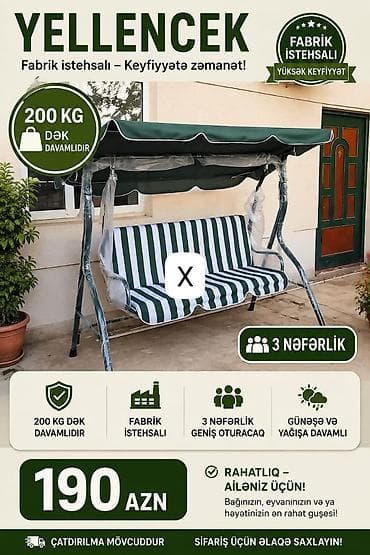 Mebel: Yelləncək – Fabrik istehsalı, yüksək keyfiyyət - 3 nəfərlik geniş — 1