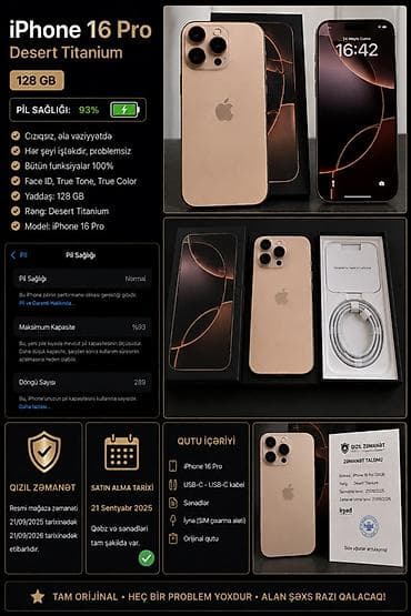 IPhone 16 Pro, 128 GB, Desert Titanium