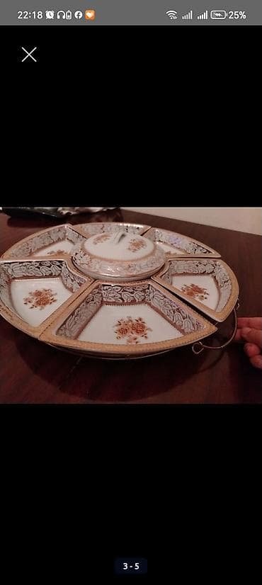 versace servis: Porselen servis dəsti – dövrəvi qəlyanaltı/suxarı qabı - Material — 3