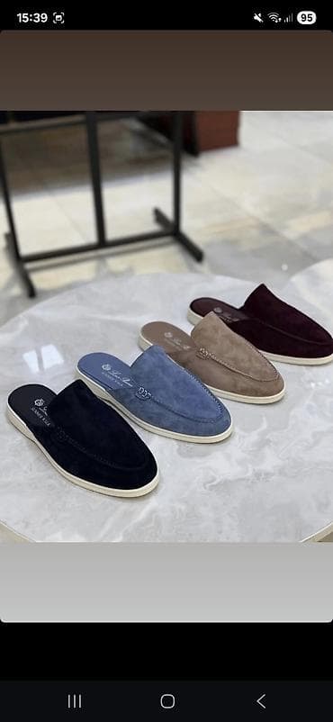 Kişi üçün mokasin tərzli arxası açıq ayaqqabılar (slip-on mules) -