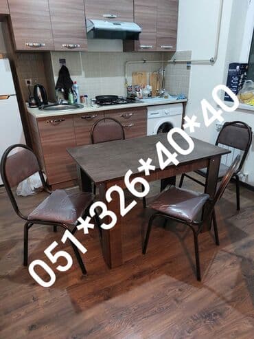 Masa və oturacaq dəstləri: Qonaq otağı üçün, Yeni, Dördbucaq masa, 4 stul — 18