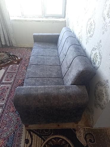 şkaf ucuz: Boz rəngli, üçoturacaqlı yumşaq divan - Material: Yumşaq toxumalı — 2
