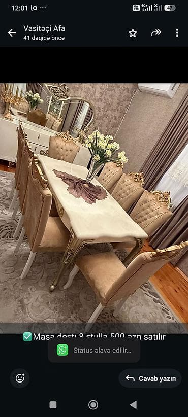 ✅Masa destı 8 stulla 500 azn satılır
Bıneqedı*AFA 2746 — 1