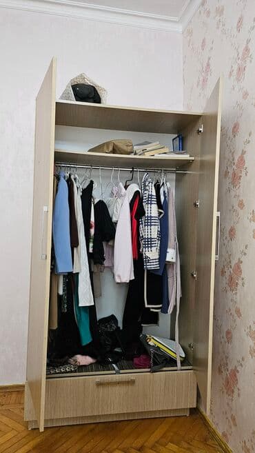 шкаф в зал: Yeni, Açılan, 2 qapılı Düz dolab, Qarderob, paltar dolabı — 1