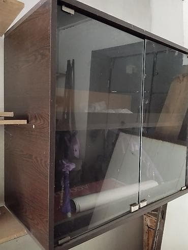 kuxna mebelleri 2018: Şüşə qapılı divar dolabı - Material: Gövdə ağac teksturalı laminat — 3