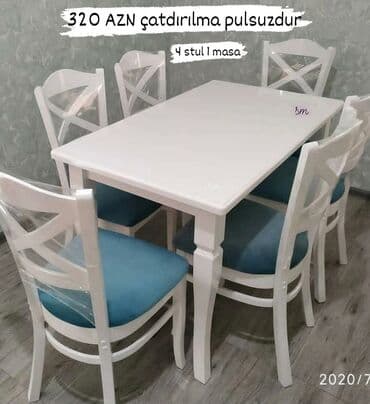 metbext moyka: Mətbəx üçün, Yeni, Dördbucaq masa, 4 stul — 1