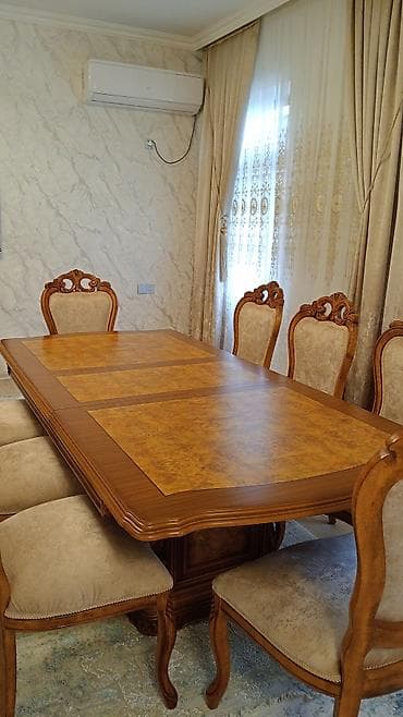 Qonaq otağı üçün, Yeni, Açılan, Dördbucaq masa, 8 stul