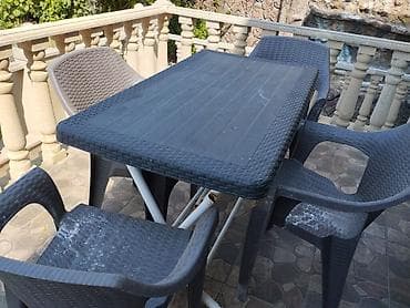 bağ ucun stol: Açıq havaya uyğun masa və 4 ədəd kreslo dəsti - Material: möhkəm — 1