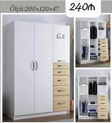 2 qapılı, Siyirməli, Ağ, Digər material, Açılan, Düz dolab