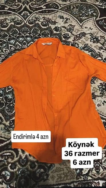 Другая мужская одежда: Narıncı rəngli qadın köynəyi. - Razmer: 36 - Klassik yaxalıq, ön — 1