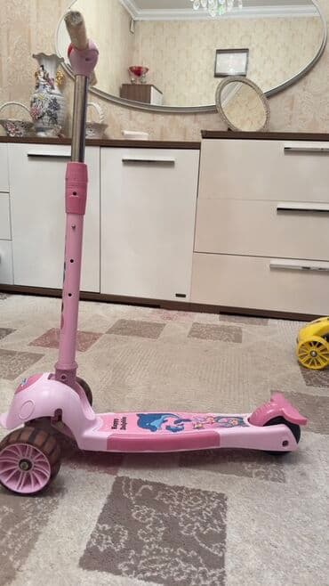 детский мотоцикл каталка: Uşaq skuterı – 3 təkərli, tənzimlənən sükanlı, çəhrayı Xüsusiyyətlər — 1