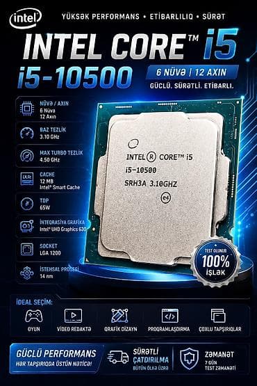 ipone 13 mini: Intel Core i5-10500 prosessor - 6 nüvə, 12 axın - Baz tezlik: 3.10 — 1