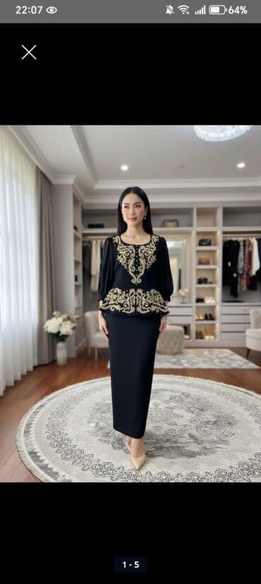 payetkalı qadın ətəkləri: Məhsul: BUSCA qadın dəsti - Rəng: qara - Ölçü: 44 (etiketdə — 1