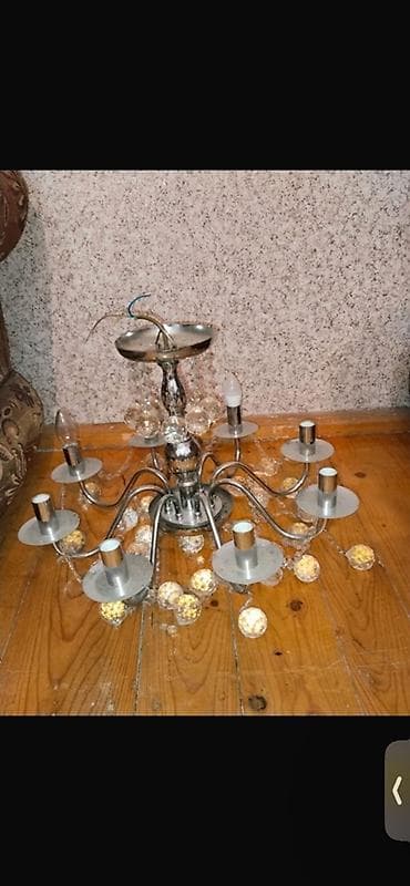 люстра назик: Metall korpuslu asma çilçıraq - Dizayn: Mərkəzdən çıxan 8 qol, hər — 1
