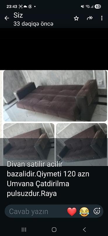 düymə vuran: Açılan-bazalı divan - Rəng: tünd qəhvəyi, yan hissələr tünd - — 1