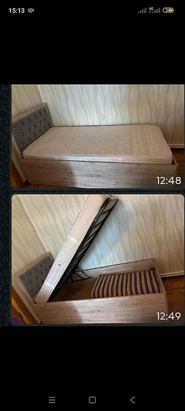 Təknəfərlik çarpayı, Bazalı, Matras ilə, Siyirməsiz