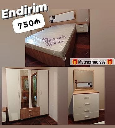 tum: Yataq otağı mebel dəsti - Komplekt: ikinəfərlik çarpayı, 2 ədəd — 1