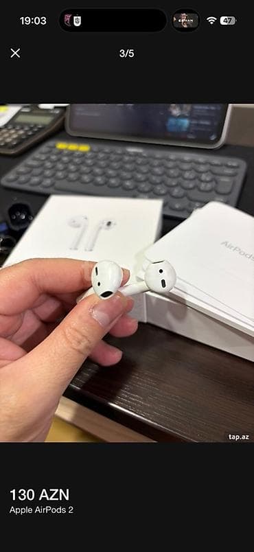 iphone qulaqlıq simli: Simsiz (Bluetooth) Qulaqcıqlar, Apple, rəng - Ağ — 2