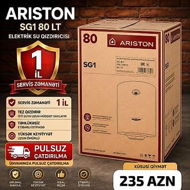 Ariston 80 l, Yeni, Kredit yoxdur, Pulsuz çatdırılma, Rayonlara çatdırılma