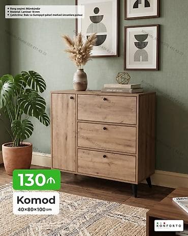 Komod – 40×80×100 sm - Material: 18 mm laminat - Rəng seçimi — 1