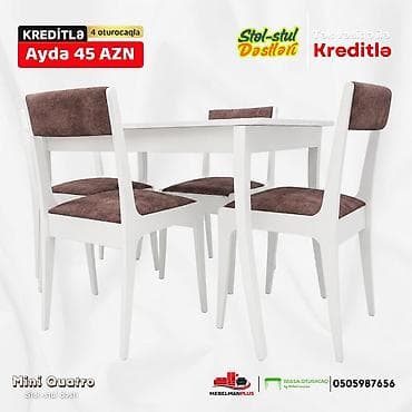 stulla: Mətbəx üçün, Yeni, Açılmayan, Dördbucaq masa, 4 stul — 5