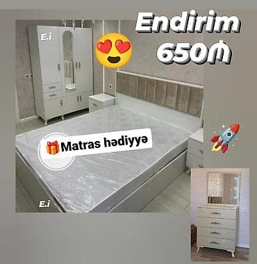 Yataq otağı dəsti Tərkibi: - Çarpayı (yumşaq başlıqla) - 2 ədəd tumba — 1