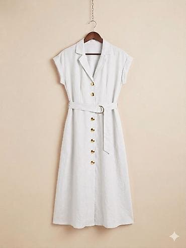 Zərif dizaynlı qadın paltarı L xL Zara Kətan Yeni - Rəng: Açıq