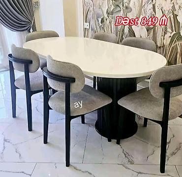 Qonaq otağı üçün, Oval masa, 6 stul