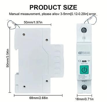 masin videolari: Wi‑Fi Ağıllı DIN-relə Açarı (1 qütblü, 63A) Xüsusiyyətlər: - Giriş — 2