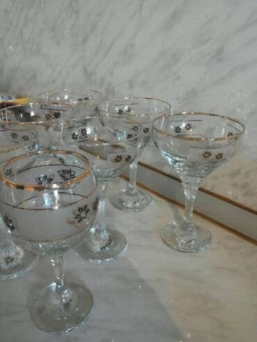 qab dəstləri: Qədəhlər, rəng - Qara, Şüşə, 6 ədədli dəst, 200 ml, Almaniya — 1