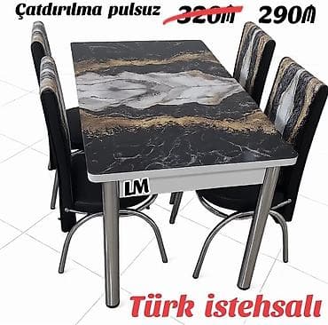alet desti: Mətbəx üçün, Yeni, Açılmayan, Dördbucaq masa, 4 stul — 1