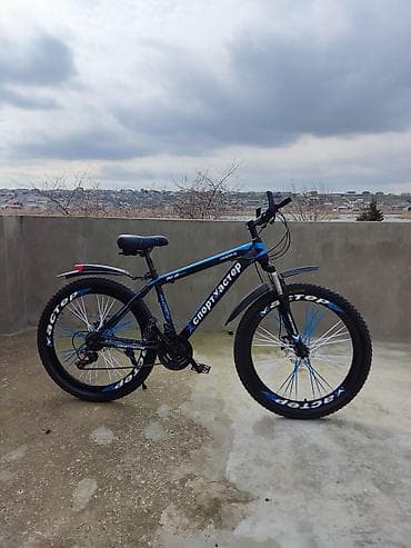 velosiped 24 lük: Dağ velosipedi – 26” təkərlər - Rəng: qara-mavi - Çərçivə: polad — 4