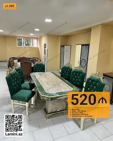 sunger: Mebel dəsti – masa və 6 stul - Model: Masa dəsti - Ölçülər: 100 x 200 — 1