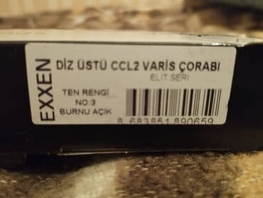 Nitril əlcəklər: Varikoz corabı, diz üstü, təzədir, pakovkadan açılmayıb. Ölçüsü düz — 3