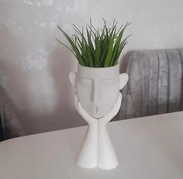 Dekorativ baş formalı güldan/saksı - Müasir, minimalist heykəlvari