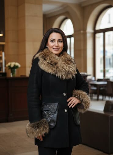 təmiz dəri: Palto, Adl, M, rəng - Qara — 1