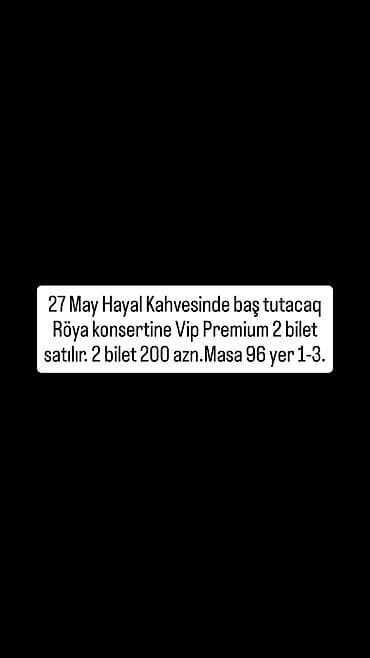 usdul: Röya konserti üçün VIP Premium 2 bilet. - Tədbir yeri: Hayal Kahvesi — 1
