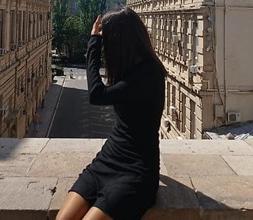 muhafizə geyimi: Qadın geyimləri dəsti - Qara trikotaj paltar – uzunqol, boğazlı — 2