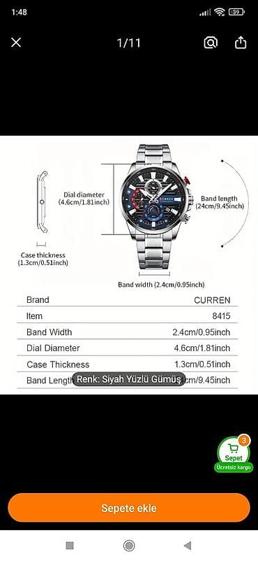 Смарт браслеты: Новый, Наручные часы, Curren, цвет - Серебристый — 2