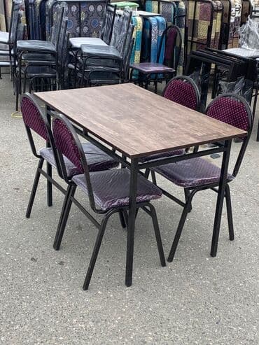 mətbəx ucun stol stullar: Mətbəx üçün, Yeni, Açılmayan, Kvadrat masa, 4 stul — 1