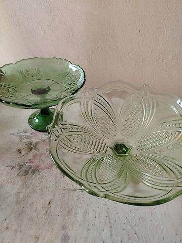 urek tortlar: Tort və şiriniyyat qabı, rəng - Yaşıl, Şüşə — 1
