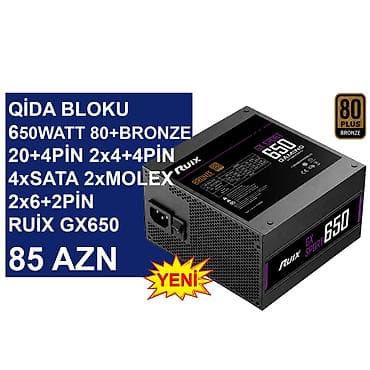 Qida blokları: Qida bloku “650Watt 80+Bronze Ruix GX650” ⭐650Watt 80+Bronze 24pin — 1
